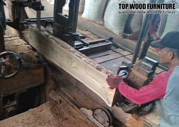 Teak log cutting process
